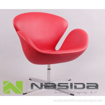 Replica red full leather New Arne Jacobsen Swan Chair in livingroom